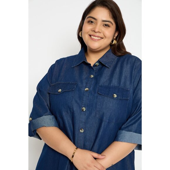 Gypsie Blu Women Denim Maxi Shirt Dress Summer Party Dress for Beach Night Party - Picture 4 of 7